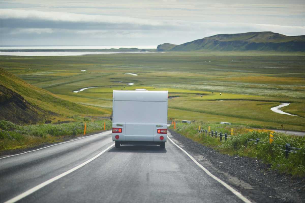 Motorhome rolling on Iceland South Coast