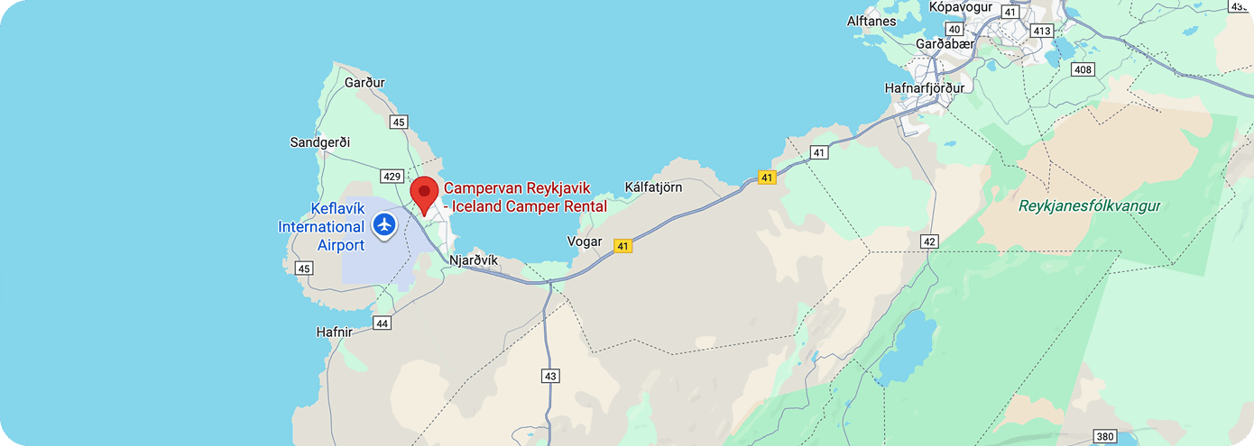 Map showing the location of Campervan Reykjavik