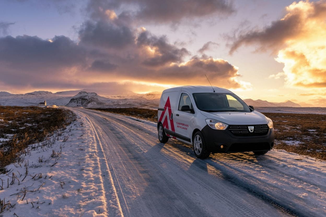 Renault Kangoo budget campervan in Iceland—compact, fuel-efficient rental ideal for two travelers who want to spend less and explore more.